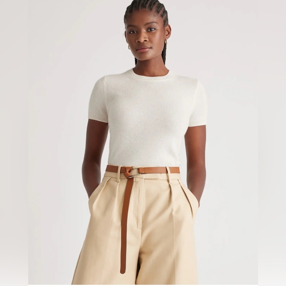 Quince Mongolian Short Sleeve Cashmere T shirt